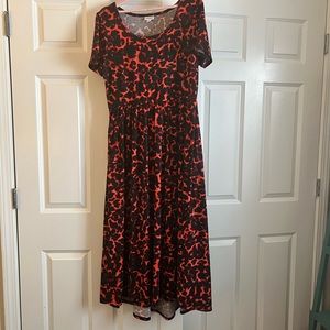 Lularoe XL Riley Dress in coral animal print